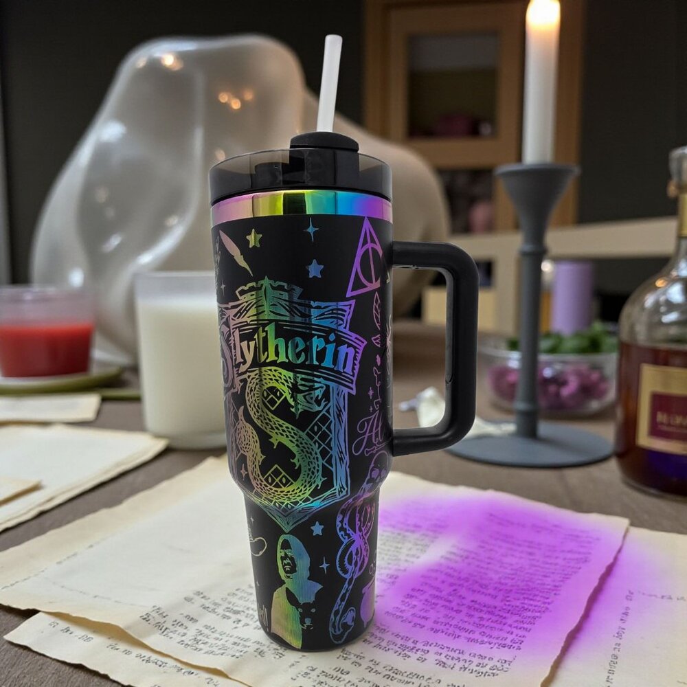 Harry Potter  40 oz Black with Multi-Color Underlay Laser Engraved Tumbler